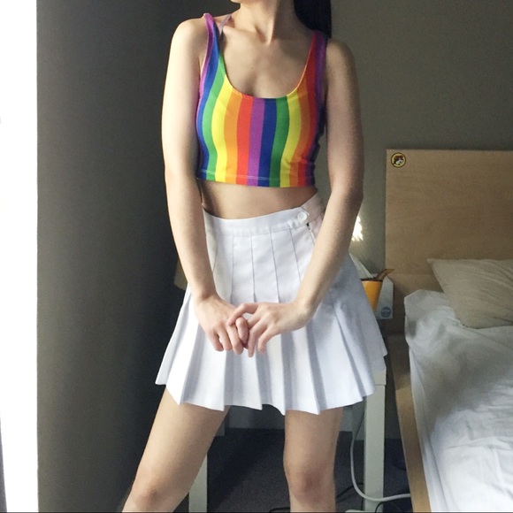 🌈 NWT H&M Rainbow Striped Crop Top.-X10. - Picture 7 of 8